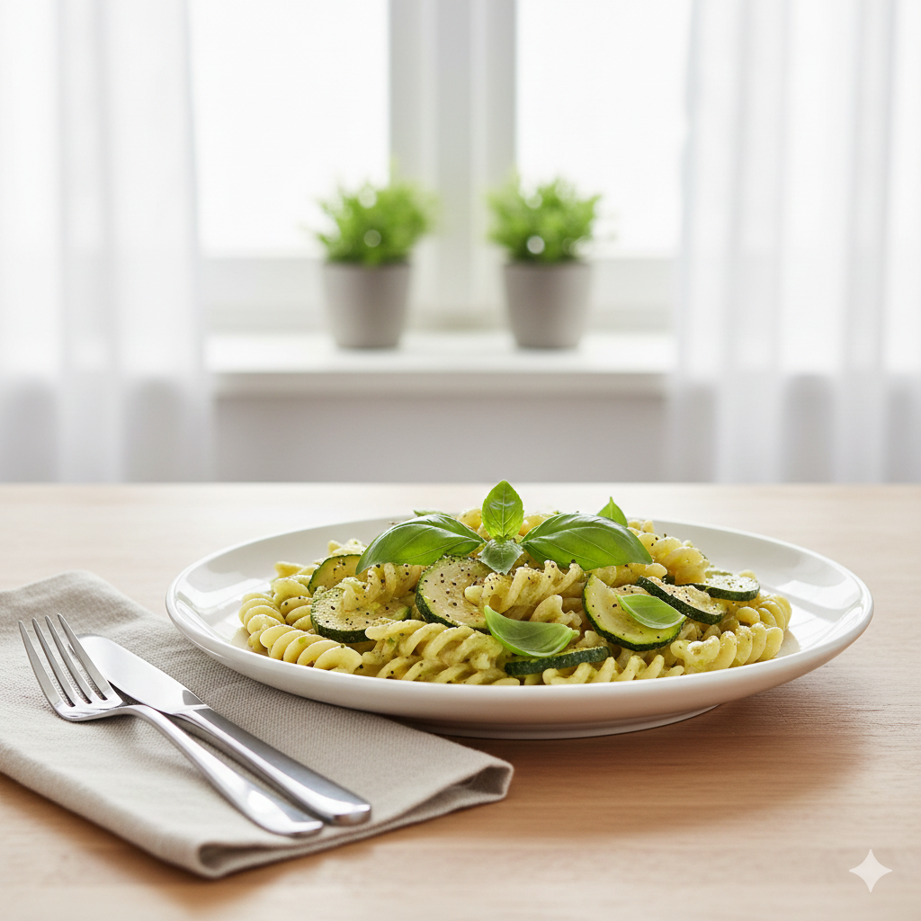 Creamy Organic Spelt Pasta with Zucchini Sauce | Low-Histamine