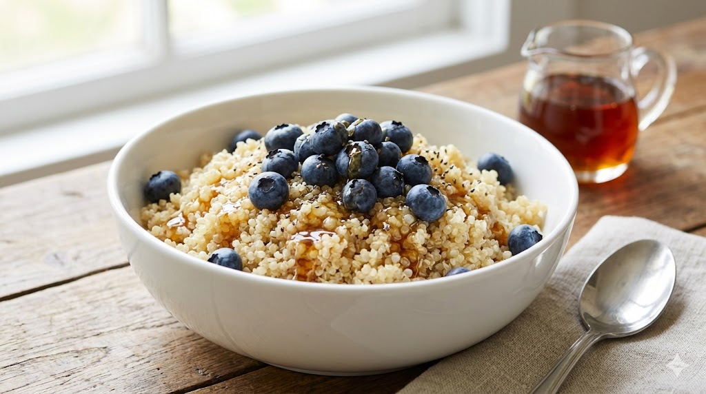 High-Protein Blueberry Quinoa Porridge | Low-Histamine