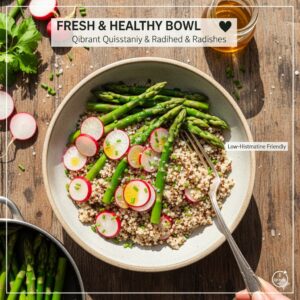Fresh Quinoa Bowl with Radishes & Steamed Asparagus | Low-Histamine